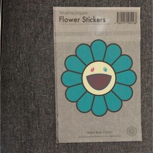 Takashi Murakami Flower Sticker in Bright Blue Cream